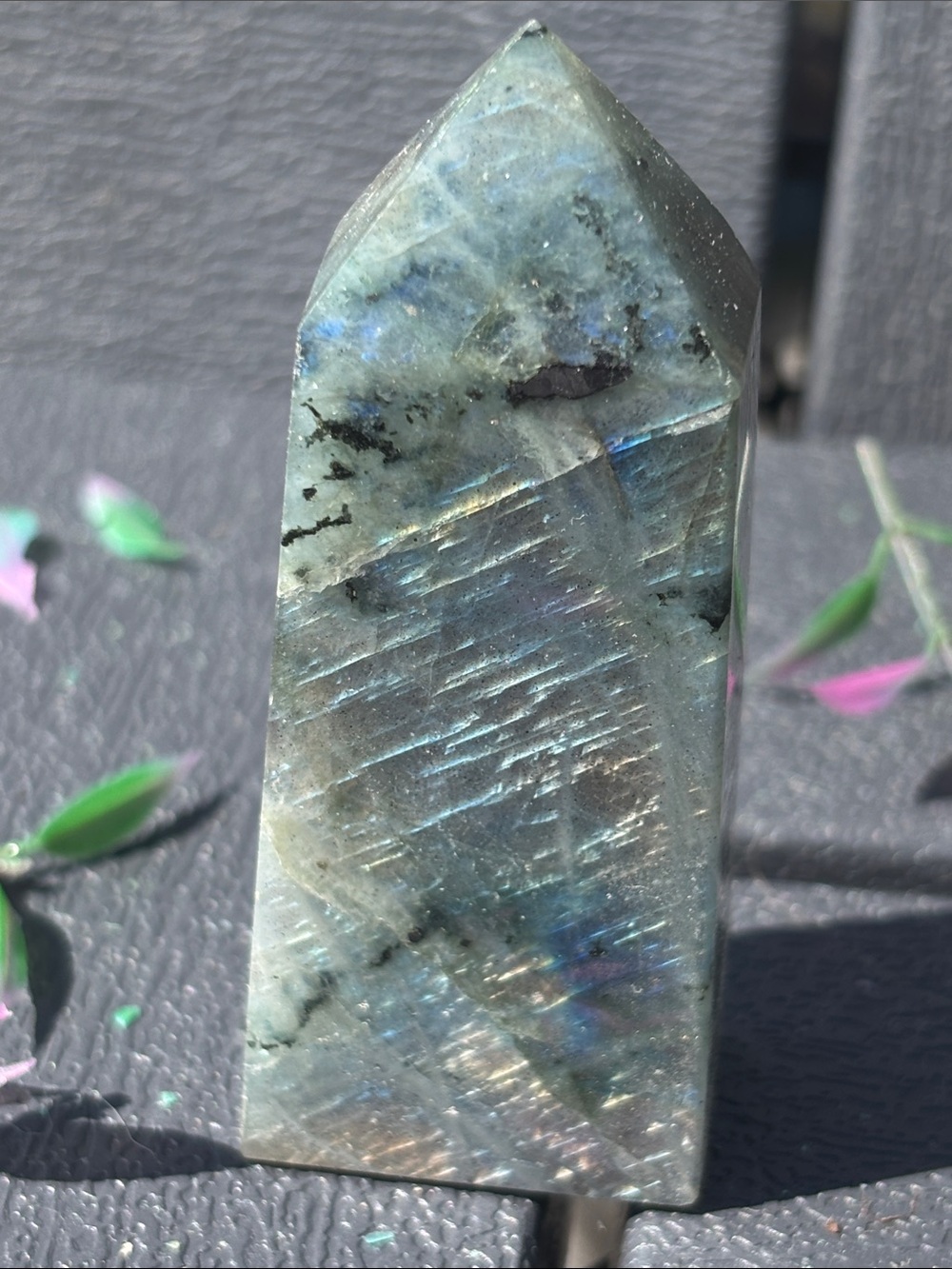 Labradorite Crystal Tower- Iridescent Blue-Green